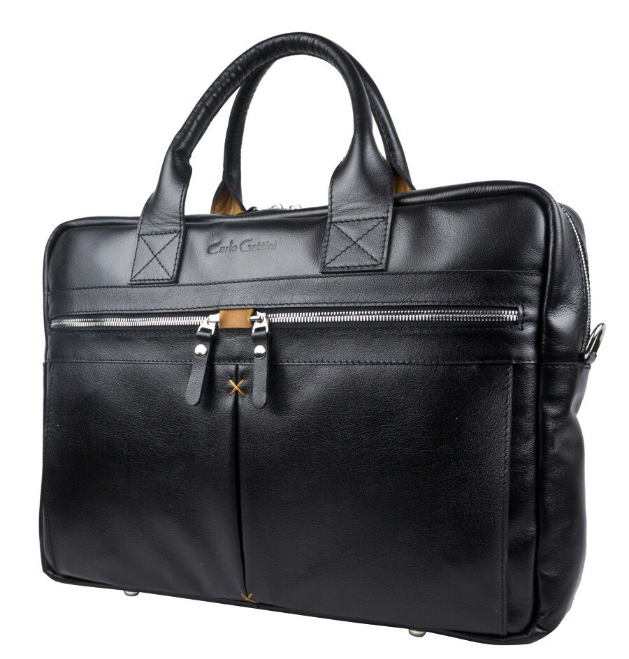 Мужская кожаная сумка для ноутбука Carlo Gattini Montebello black 1033-01