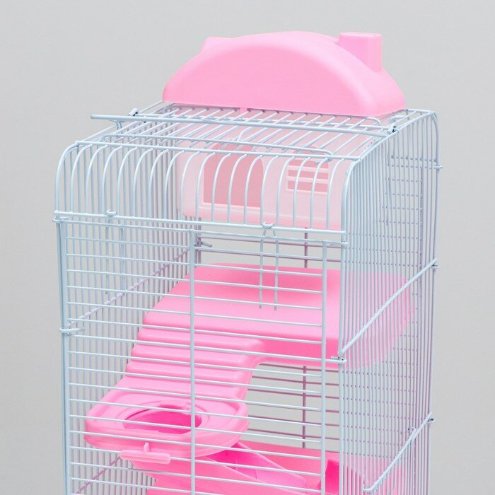 Пижон Клетка для мелких грызунов "Пижон", с наполнением, 23 х 17 х 45 см, розовая - фотография № 4