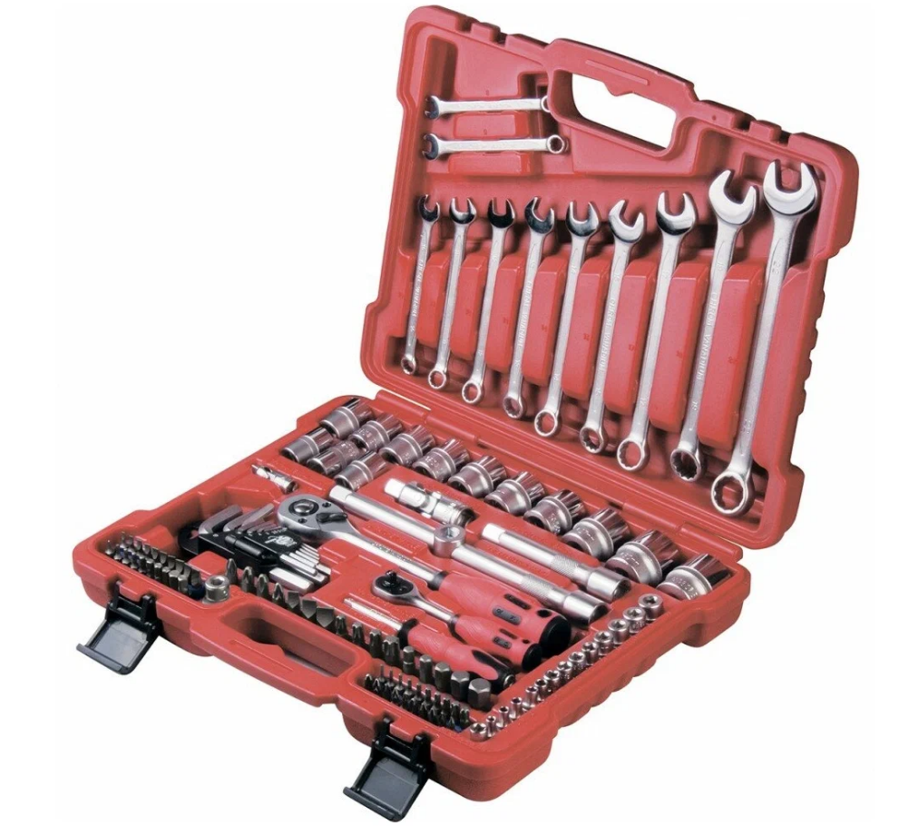 фото Набор слесарно-монтажный с квадратами 1/4, 1/2 и 5/16", 112 предметов Matrix ProFI MATRIX