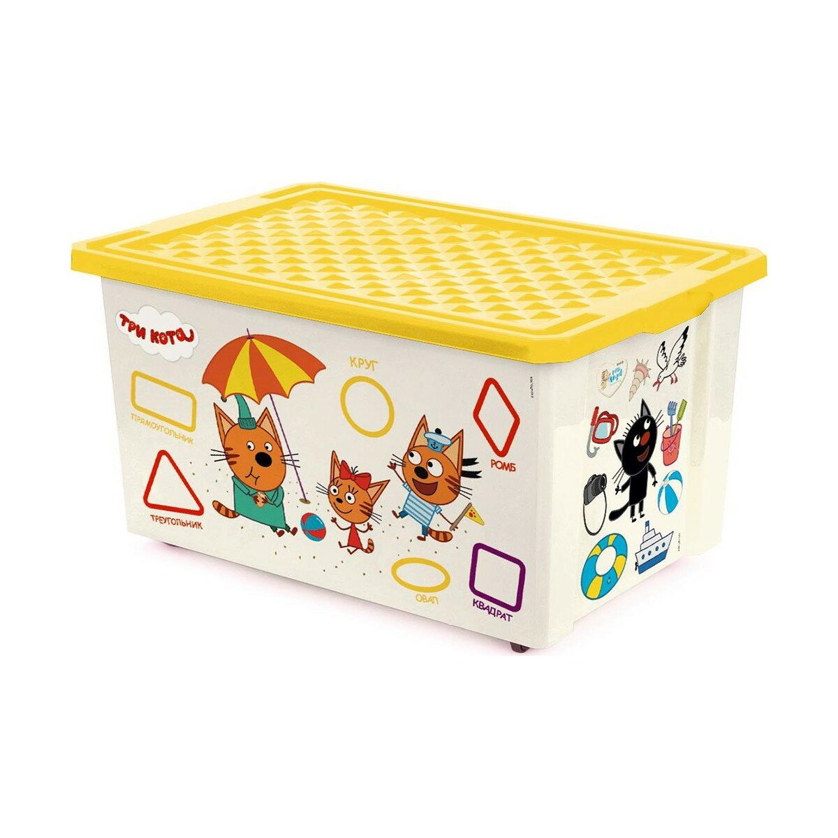 Ящик для игрушек на колесах Little Angel Три кота «Обучайка. Читай» 61 x 405 x 33 см 57 л