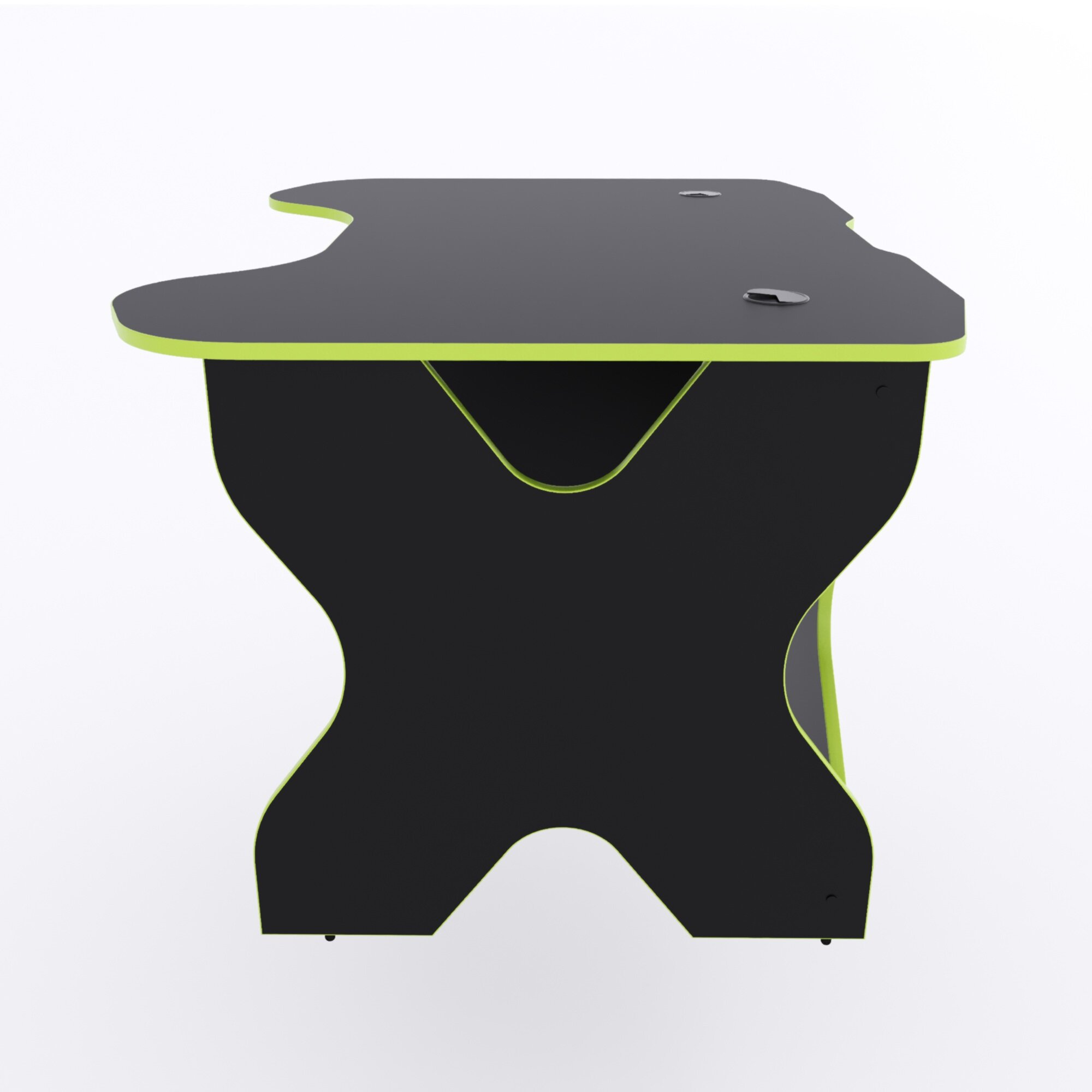 Иксообразный компьютерный стол "Х", чёрный с зелёной кромкой, 140x90x73 см - фотография № 6