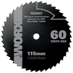 Пильный диск по металлу WORX WA5047, 60T HSS 115х1.2х9.5 мм
