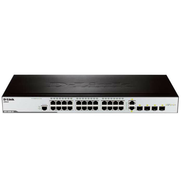 Управляемый коммутатор D-Link DES-3200-28, 24-Port 10/100Mbps + 2 Combo 1000BASE-T/SFP + 2 SFP L2 Management Switch