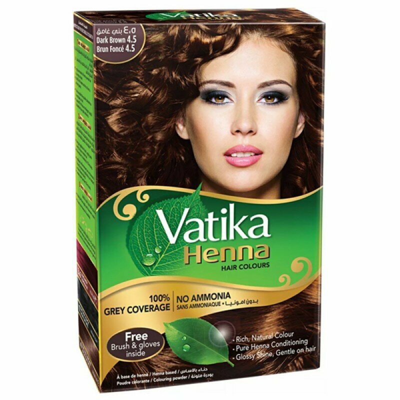 хна для волос Дабур Ватика цвет Тёмно-коричневый (Dabur Vatika Dark Brown) 60 гр.