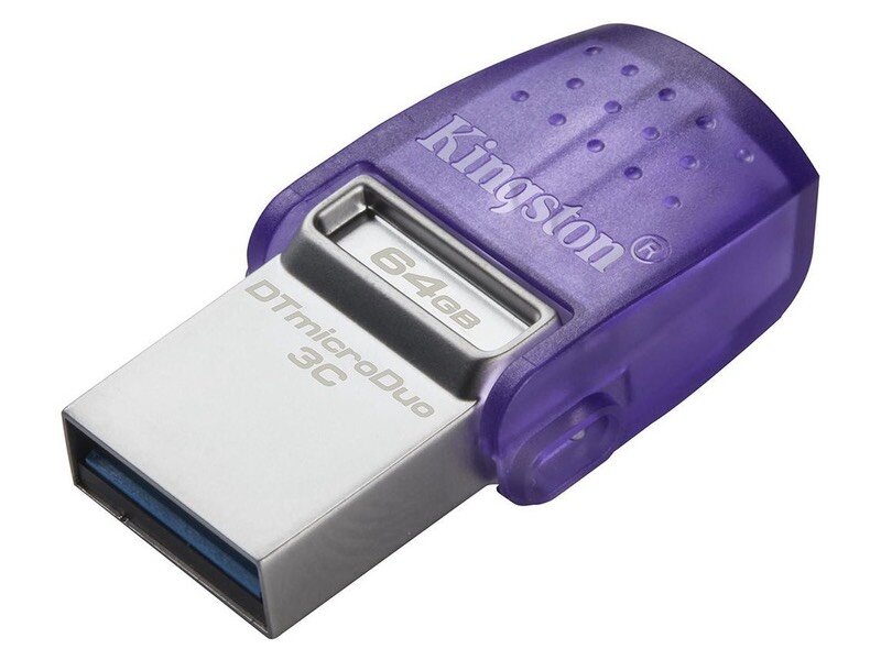 Флешка USB KINGSTON DataTraveler microDuo 128Гб, USB3.1, серебристый [dtduo3c/128gb] - фото №1