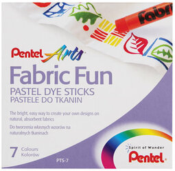 Пастель для ткани PENTEL "Fabric Fun", комплект 5 шт., 7 цветов, картонная упаковка, PTS-7