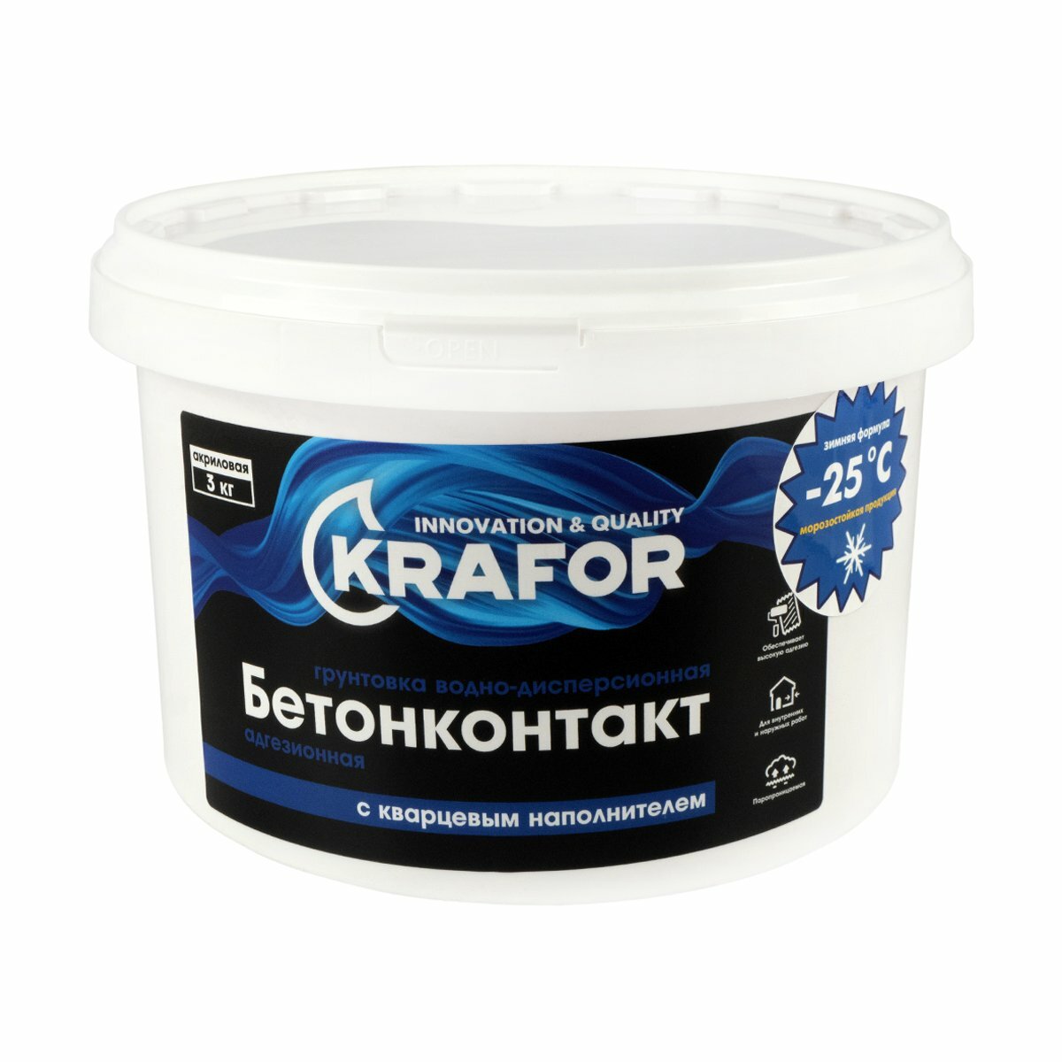 Грунтовка бетон-контакт Krafor, 3 кг