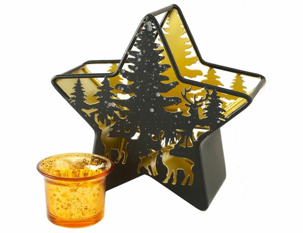 Новогодний подсвечник под чайную свечу "Звезда сиерво", металл, чёрный, 18х8х17 см, Boltze - фотография № 3
