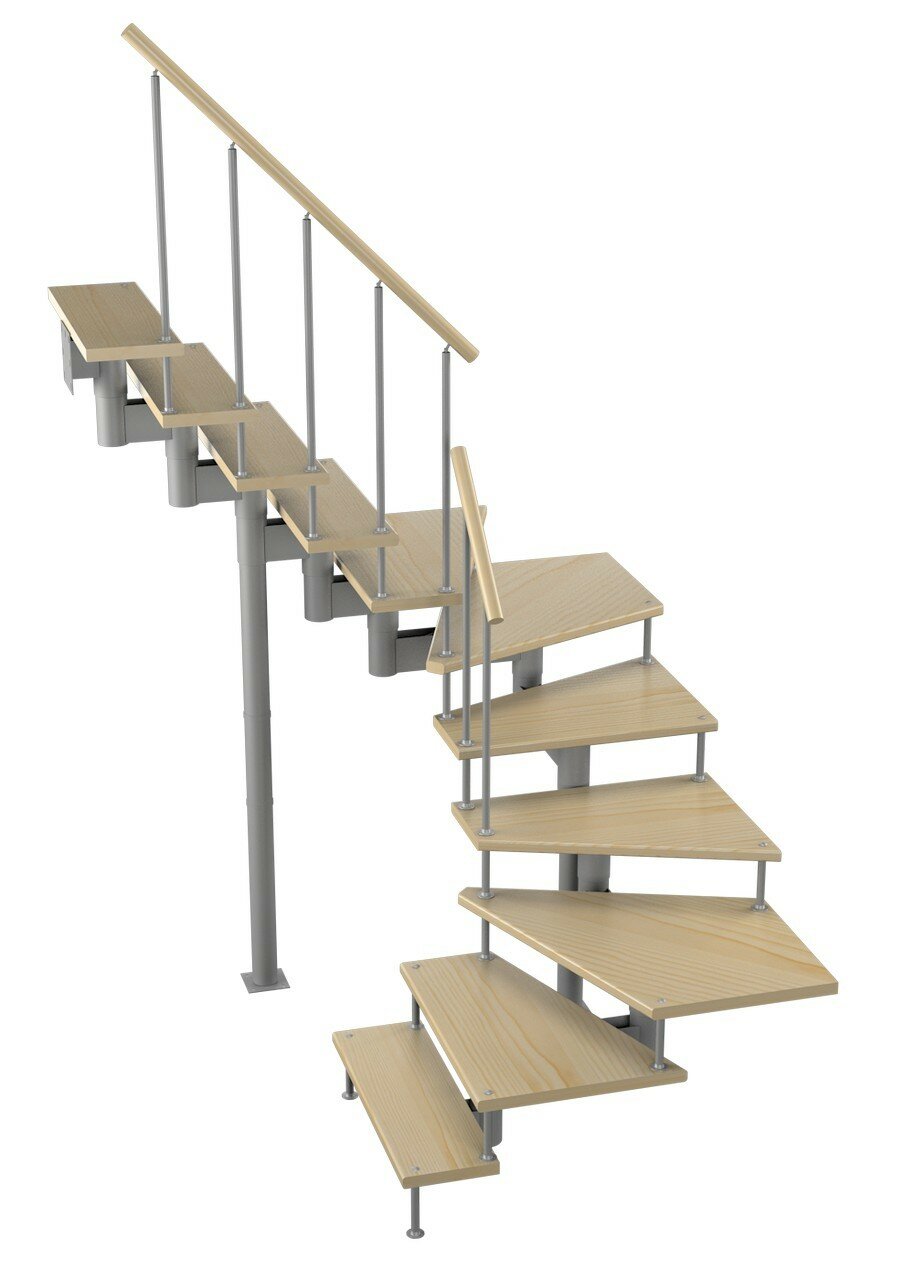 Модульная лестница Спринт 225 (h 2475-2585, Серый, Сосна, Крашеная) - фотография № 1