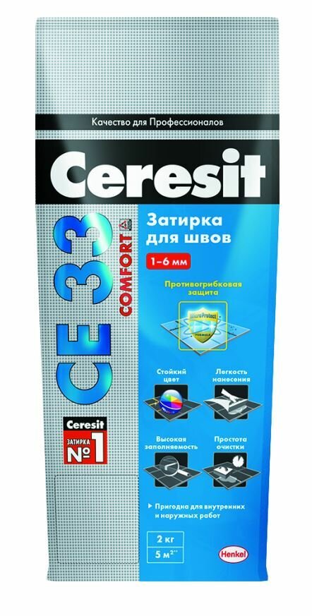 Ceresit Затирка 01 СЕ 33 Белая 2 КГ Фольга 1/12 48585 .