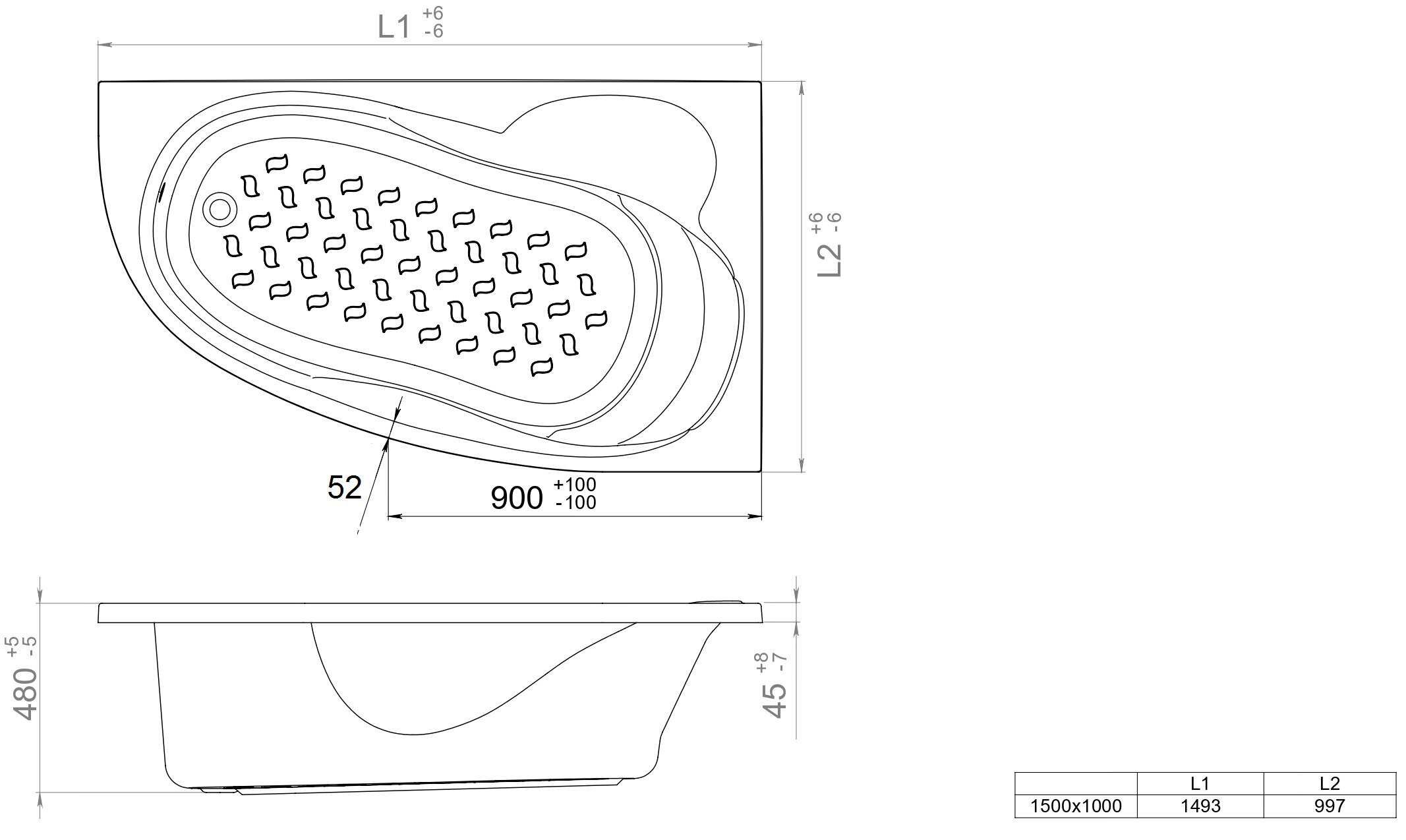 Ванна тритон бриз размеры