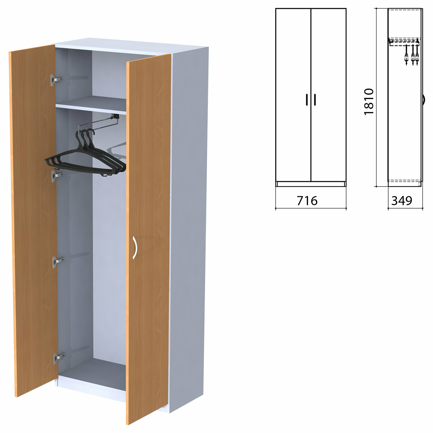 Шкаф для одежды «Бюджет», 716×349×1810 мм, груша ароза (комплект)