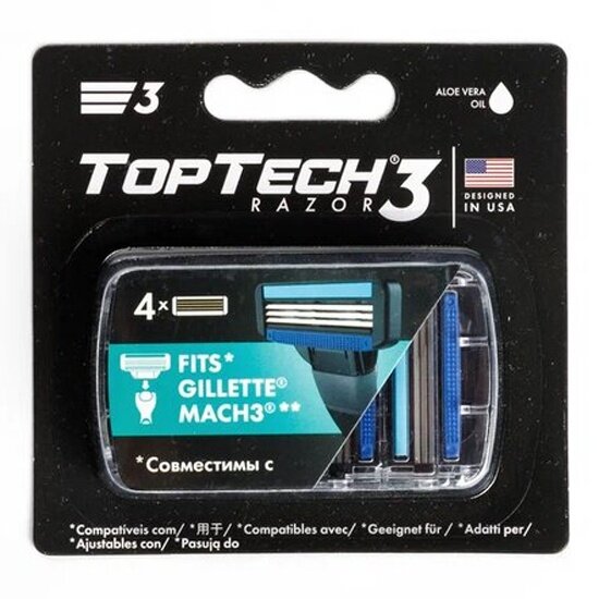 Сменные кассеты TopTech Razor 3. Совместимы с Gillette Mach3
