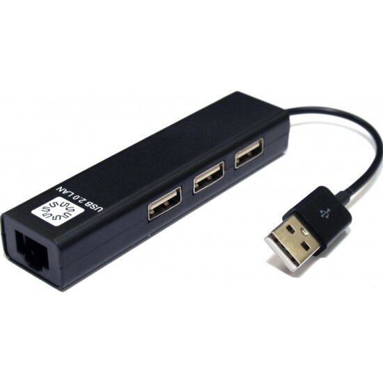 Кабель-адаптер 5BITES USB2.0 / 3*USB2.0 / RJ45 100MB / BLACK (UA2-45-06BK)