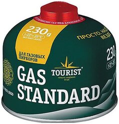 Баллон газовый Tourist GAS STANDARD резьбовой евросмесь универсальная всесезонная, 230 гр.