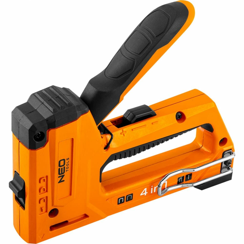 NEO Tools Степлер 4 в 1, 6-14 мм, скобы J, G, L, E, алюминий 16-030