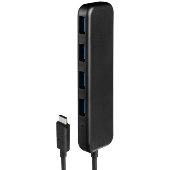 Разветвитель USB ROMBICA Type-C Hub, USB 3.0 x 4, пластик, черный