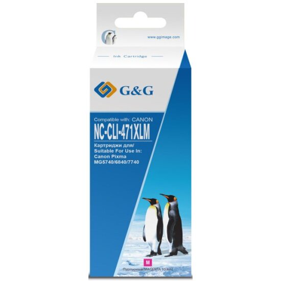 Картридж струйный G&g NC-CLI-471XLM CLI-471XL M пурпурный (10.8мл) для Canon TS5040/MG5740/MG6840/MG