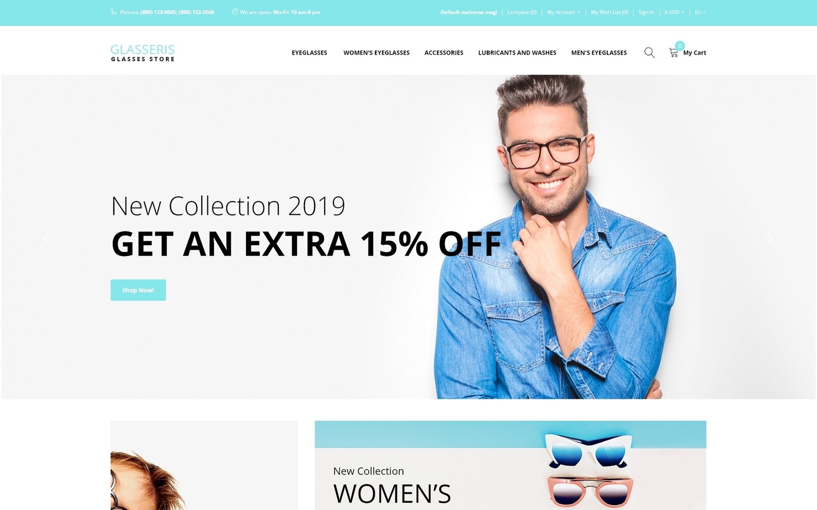 Glasseris - Glasses Store Шаблон OpenCart