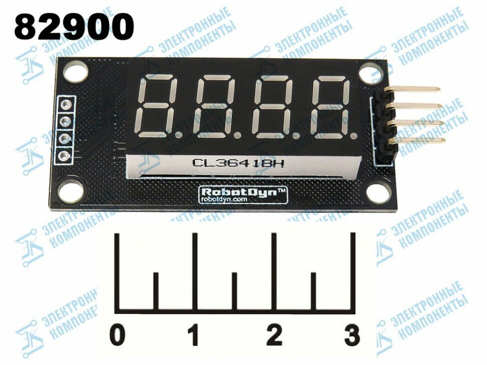 Радиоконструктор Arduino дисплей светодиодный I2C 4 7-ми сегментных индикатора TM1637 красный