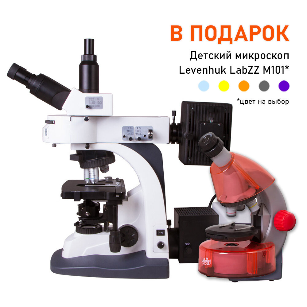 Микроскоп Levenhuk MED PRO 600 Fluo + Детский микроскоп Levenhuk LabZZ M101