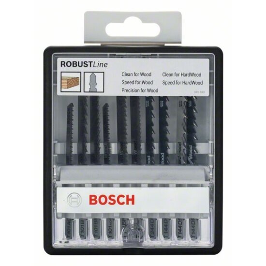 Набор пилок для лобзика BOSCH 10 шт WOOD EXPERT ROBUST LINE