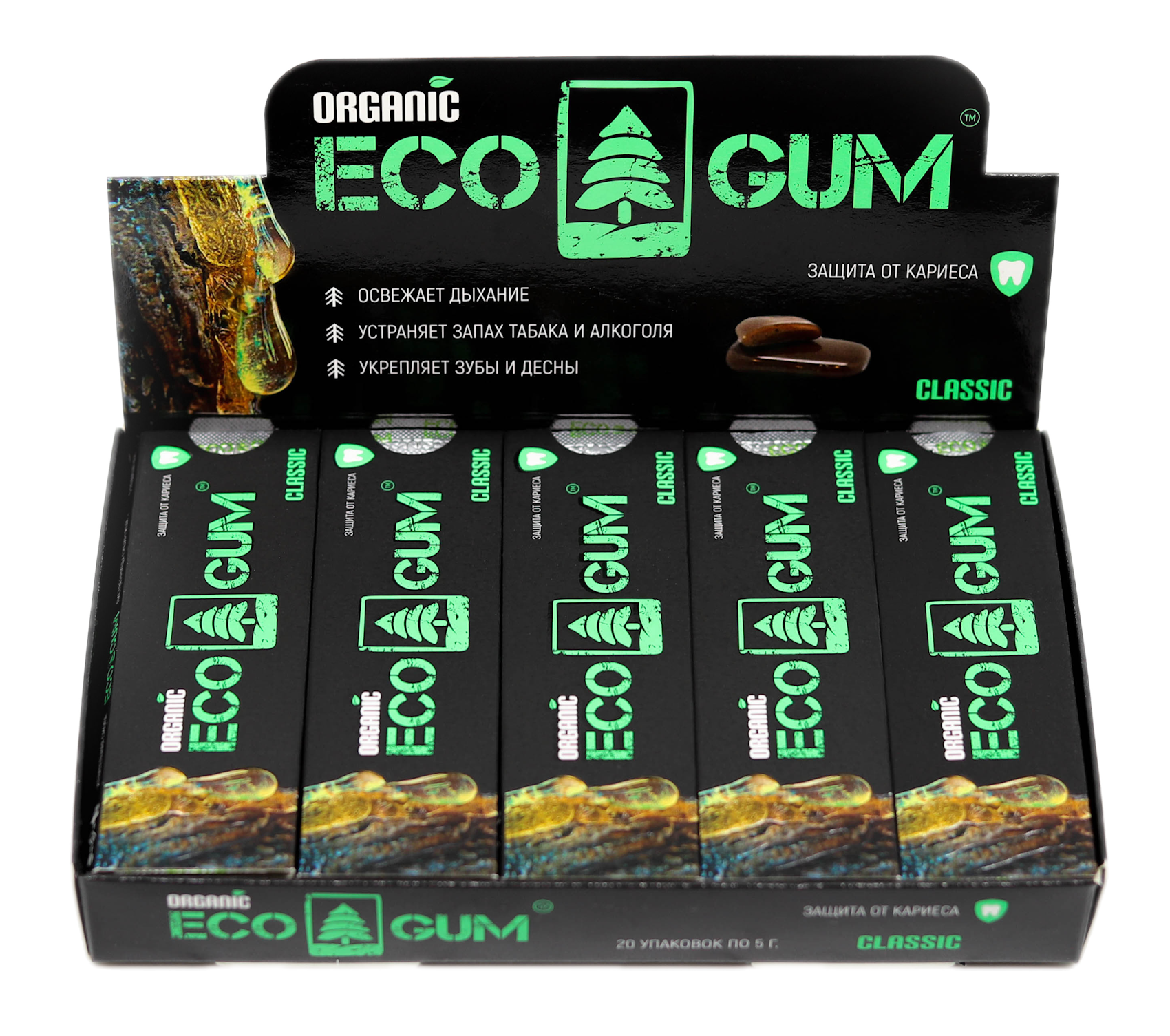 Жевательная смола "ECO GUM" CLASSIC 5 гр. 20 штук - фотография № 4