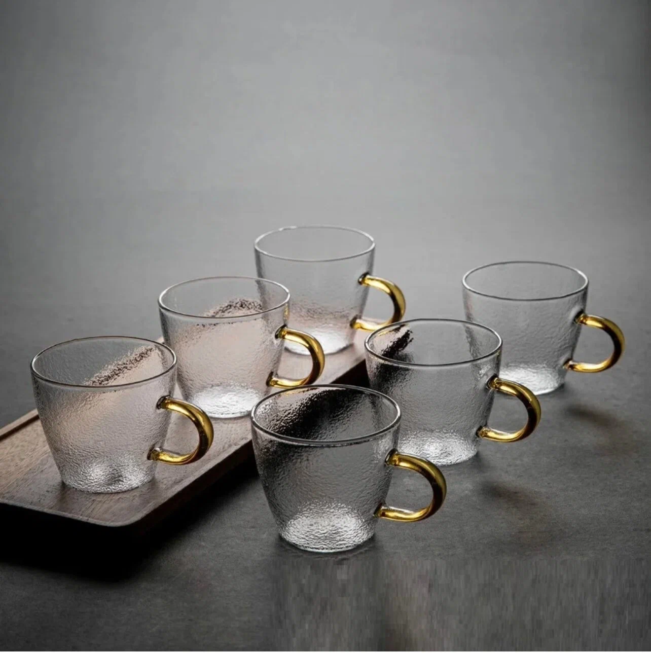 Набор стаканов из 6 предметов 100 мл ручной работы из высококачественного-жаропрочного стекла - фотография № 1