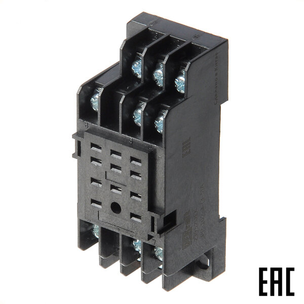 фото Розетка РР102-3-(3-5)A 23952DEK для промежуточных реле ПР102 на 3-5А 3 контакта DEKraft (3 шт. в комплекте)