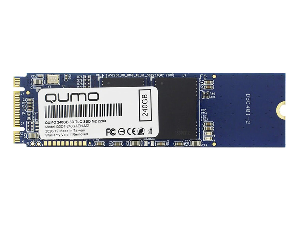 Внутренний SSD-накопитель Qumo Novation 240GB, M.2 2280, SATA-III, 3D TLC, Черный Q3DT-240GAEN-M2 OEM - фото №1