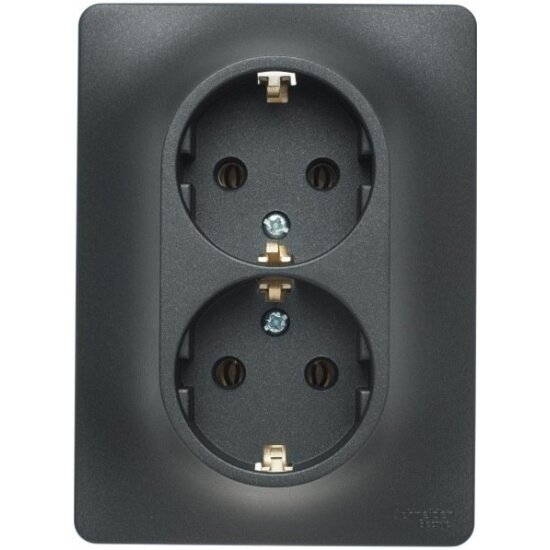 Розетка SCHNEIDER ELECTRIC 2-ая с/з, 16А (в сборе) SE Glossa Антрацит GSL000724
