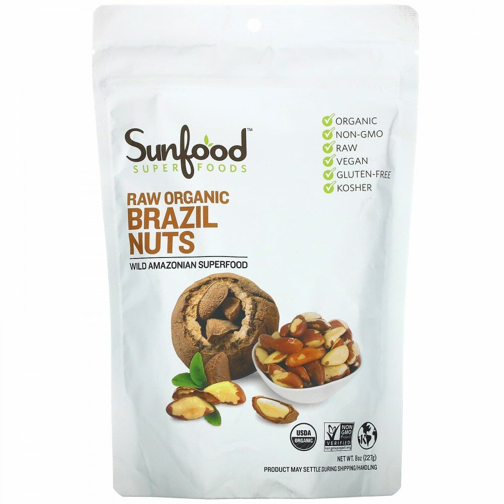 Sunfood, Raw Organic Brazil Nuts, 8 oz (227 g) - фотография № 1