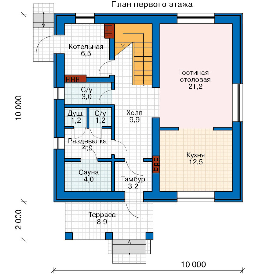 58-29BL-Catalog-Plans - Проект двухэтажного дома из газобетона с террасой - фотография № 2