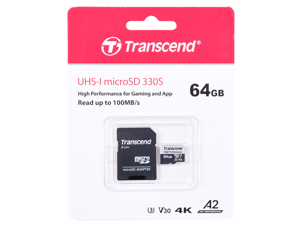 Карта памяти TRANSCEND MicroSDXC 64GB (TS64GUSD330S)