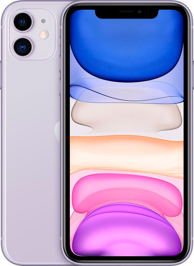APPLE Смартфон Apple A2221 iPhone 11 64Gb 4Gb фиолетовый моноблок 3G 4G 1Sim 6.1" 828x1792 iOS 15 12Mpix 802.11 a/b/g/n/ac/ax NFC GPS GSM900/1800 GSM1900 TouchSc Ptotect MHDF3HN/A