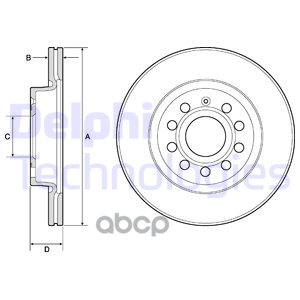 Торм.Диск Пер.Вент.[280x22] 5 Отв.(Min 2) Delphi арт. BG3832C