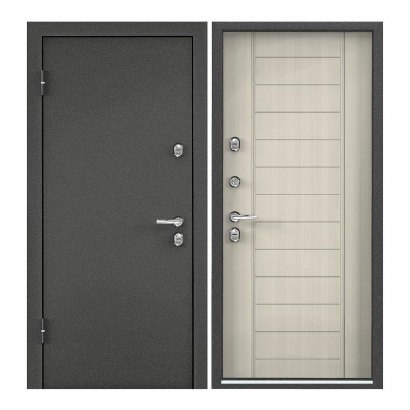Дверь входная Torex для дома Snegir 20 880х2050 левый тепло-шумоизоляция, антикоррозийная защита, замки 4-го и 2-го класса защиты, черный/бежевый - фотография № 1
