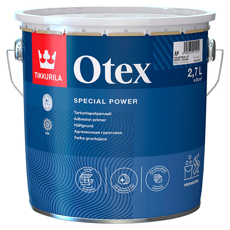 Tikkurila Otex / Тиккурила Отекс грунт адгезионный для сложных оснований 2.7 литра белый