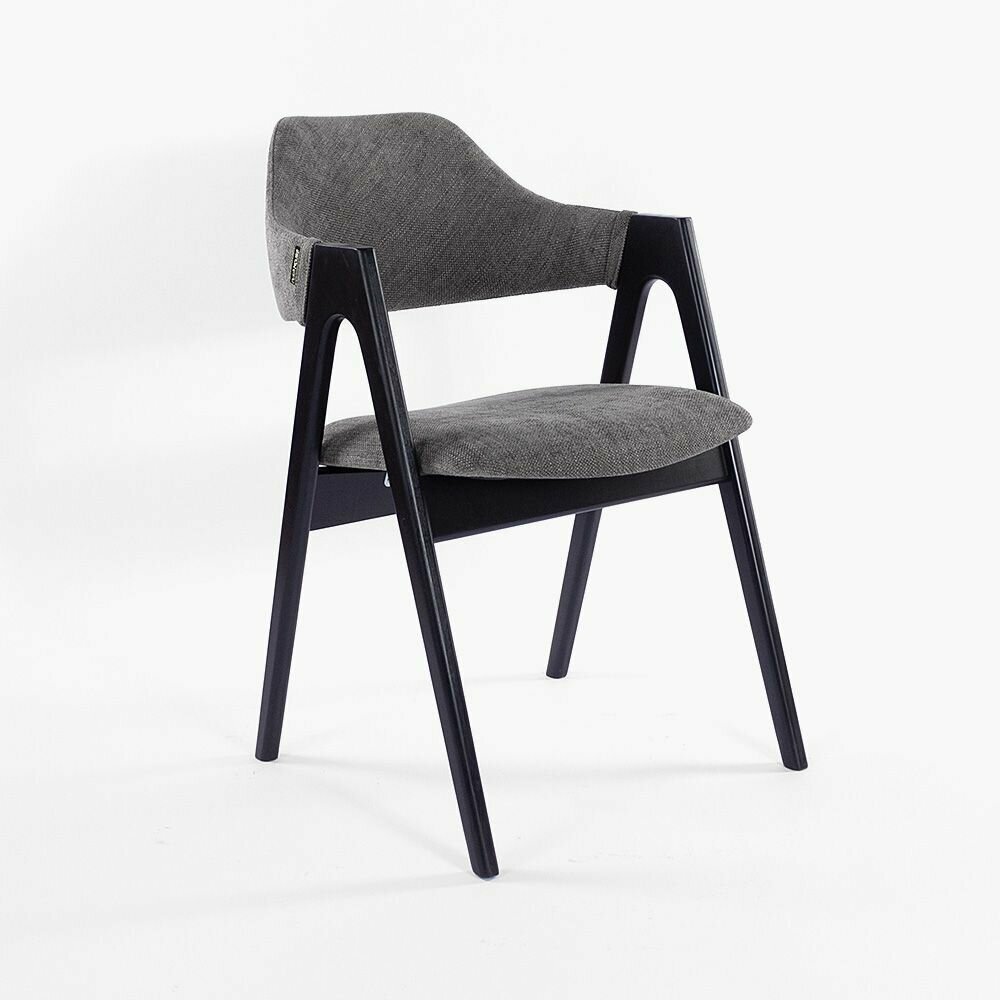 Стул Белфаст темно-серая ткань, массив бука (цвет черный) для дома/для гостиной/для столовой/для кафе/кухонный стул/стул кухонный