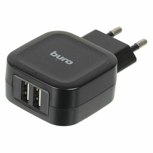 Сетевое зарядное устройство Buro TJ-278B Smart, 2xUSB, 17Вт, 3.4A, черный