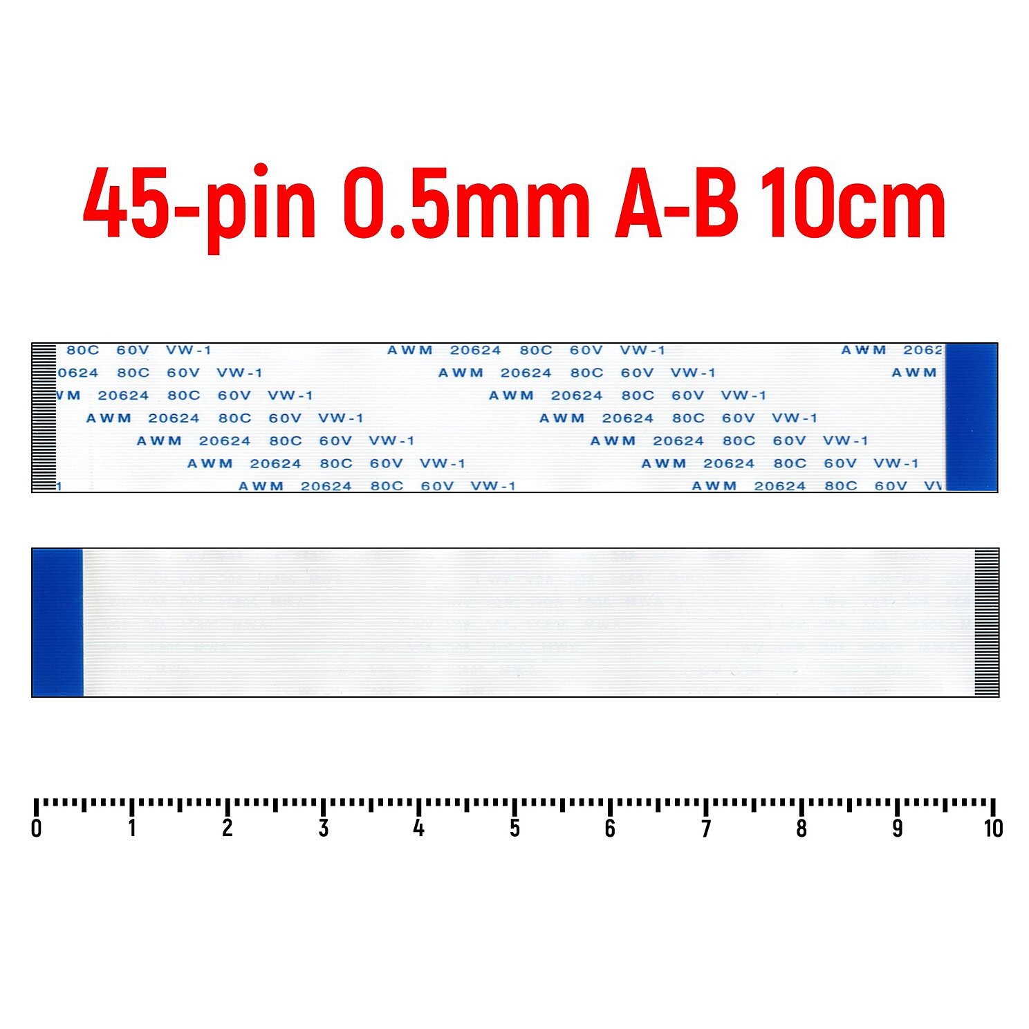 Шлейф FFC 45-pin Шаг 0.5mm Длина 10cm Обратный A-B