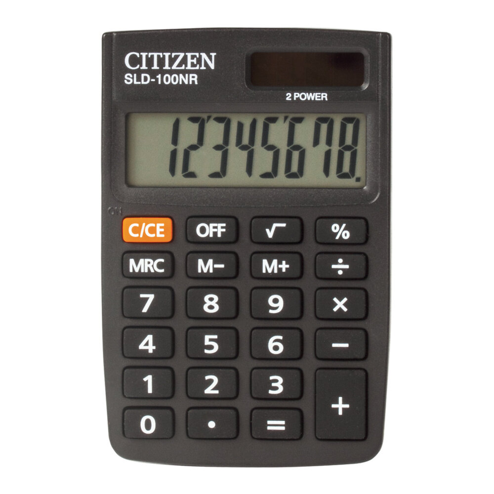 Калькулятор карманный CITIZEN SLD-100NR (90х60 мм), 8 разрядов, двойное питание упаковка 2 шт.