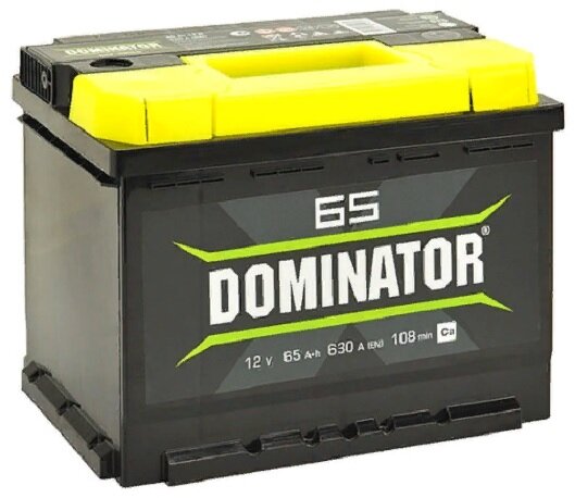 Аккумулятор автомобильный Dominator 65 А/ч 630 А обр. пол. Евро авто (242х175х190)