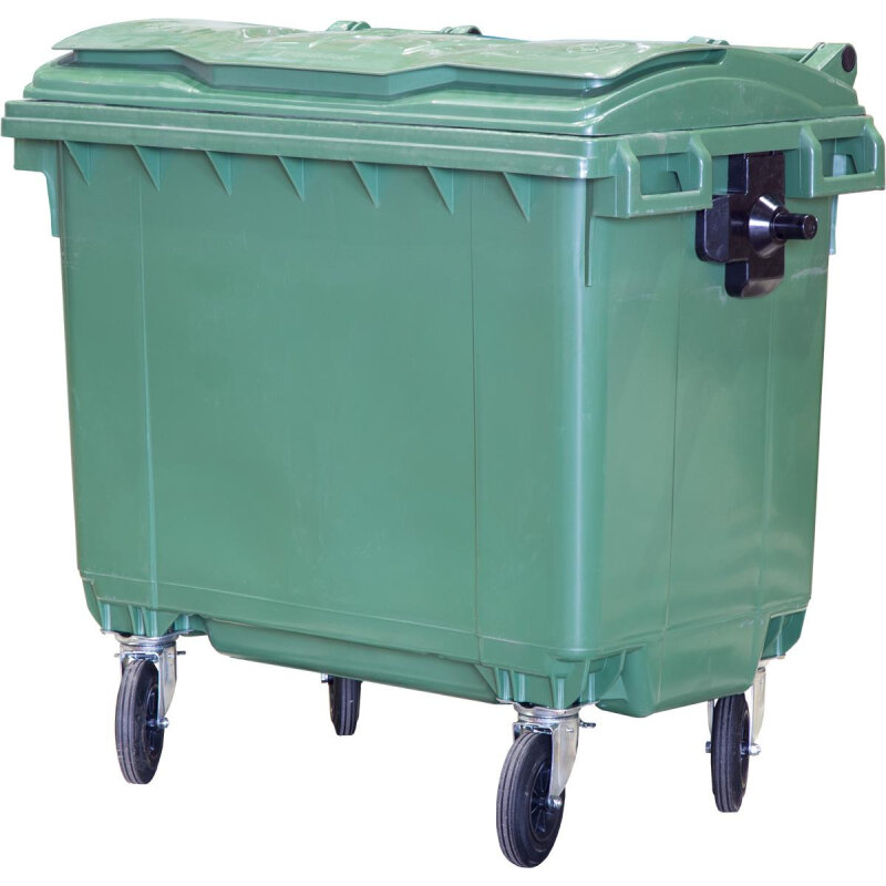 Контейнер-бак мусорный 660л, на 4-х колёсах, с крышкой, зеленый - фотография № 1