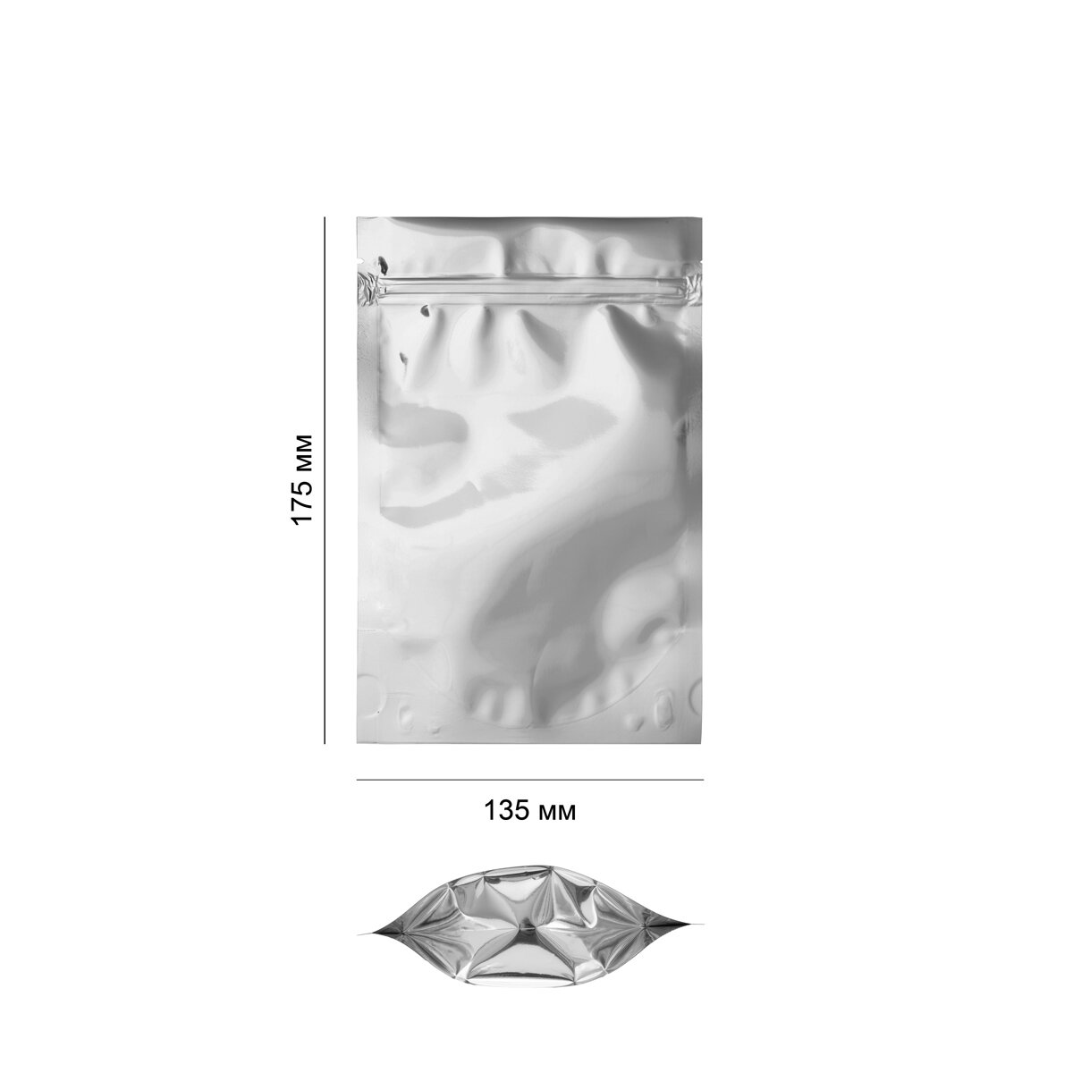 Пакет дой пак с замком зип лок 135*175 мм серебро, 50 шт - фотография № 2