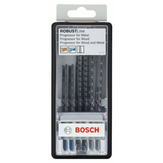 Набор пилок для лобзика BOSCH 6 шт PROGRESSOR T123X, T234X, T345XF ROBUST LINE