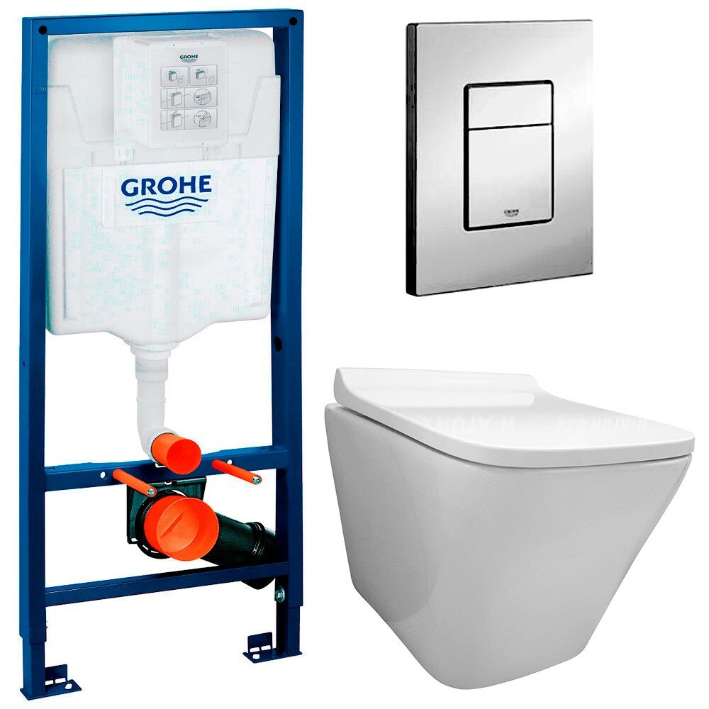 Инсталляция Grohe Rapid SL 38772001 + унитаз Fubini FB003 безободковый с сиденьем