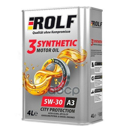 ROLF Rolf 3-Synthetic 5w-30 A3/B4 (4л) Api Sn/Cf; Acea A3/B4, Acea A3/B3;Rn 0710/0700; Vw 502.00/505.00