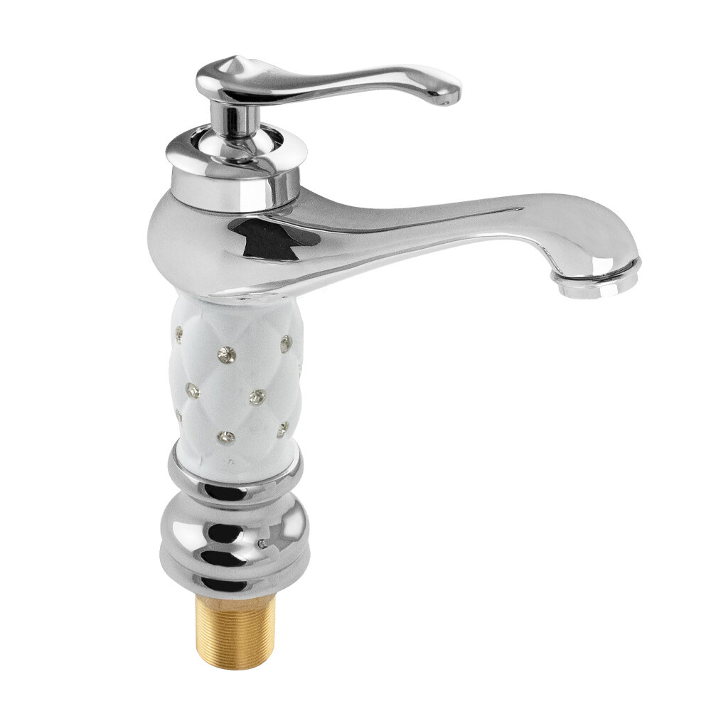 BRIMIX - Смеситель для раковины , хром с белой керамичекой вставкой на корпусе со стразами , шаровый