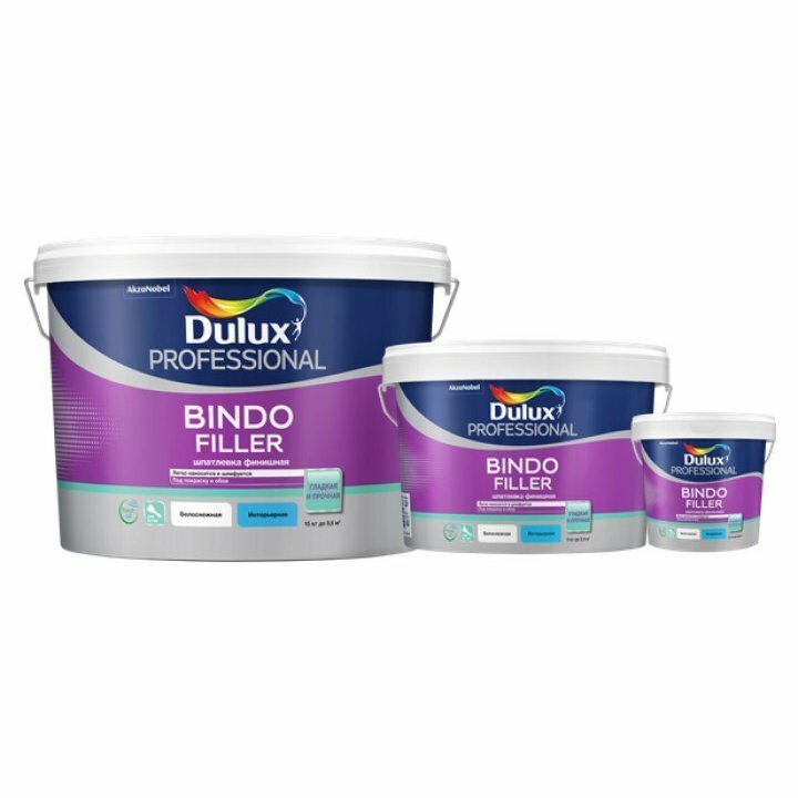 DULUX BINDO FILLER шпаклевка финишная, колеруемая, безусадочная под покраску и обои (15кг)